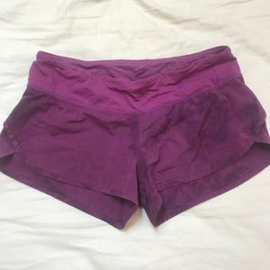 Purple Lululemon Run Swiftly Shorts, Size 6